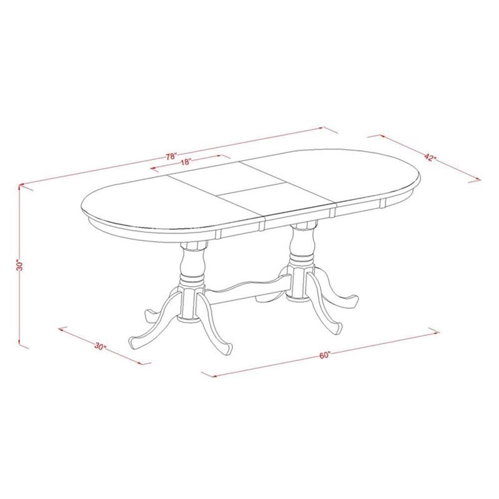 PLPO9-SBR-W 9 Piece Dining Room Furniture Set Includes an Oval Kitchen Table with Butterfly Leaf