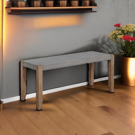 Newport 40" L Faux Concrete and Wood Bench