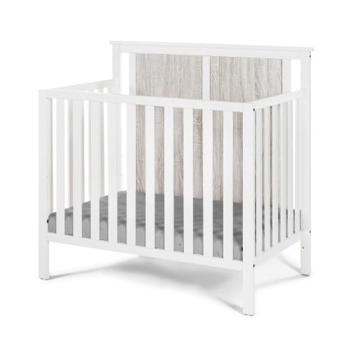 Mini Crib with Mattress Pad,4-in-1 Convertible Crib in White, Greenguard Gold Certified