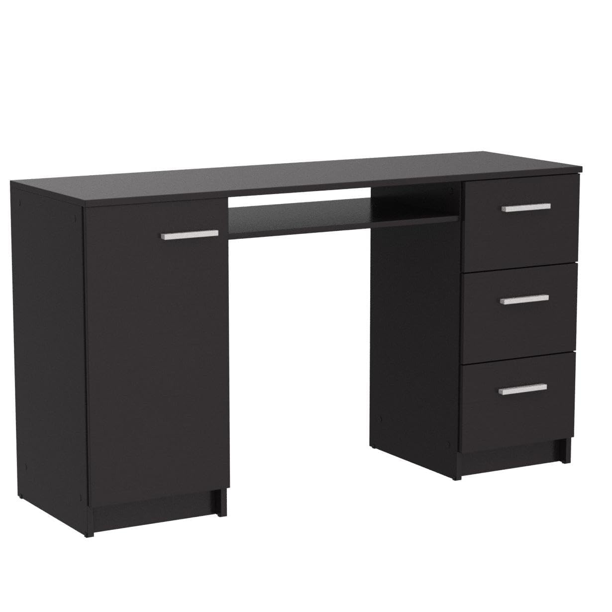 Computer Desk with 3 Drawers, 1 Door and 1 Storage Shelf,