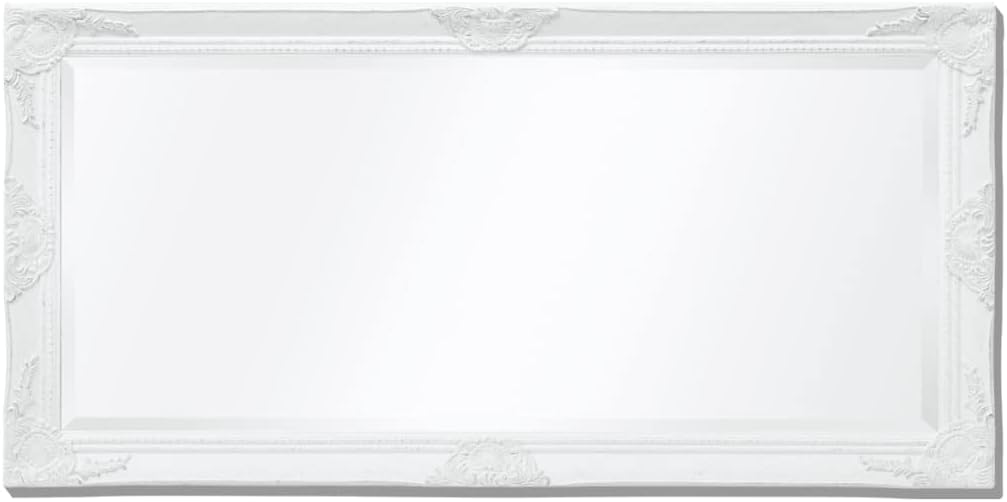 Classic Wall Mirror, White 47.2"x23.6", Baroque Style Wooden Frame