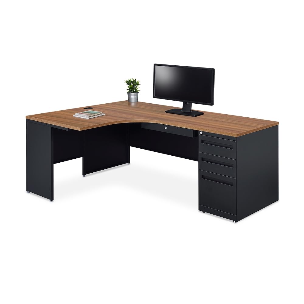 Carbon L Shaped Executive Office Desk - Durable Laminate Computer Desk