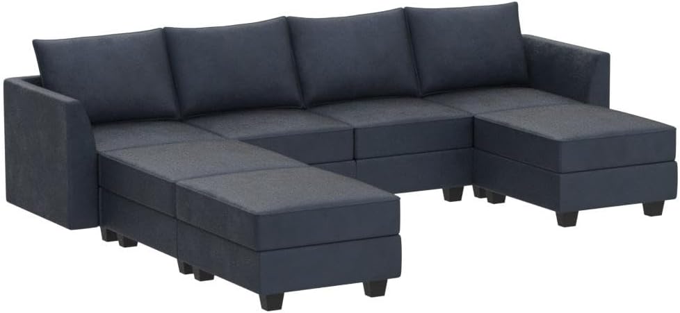 Modular Sectional Sofa Velvet U Shaped Couch with Ottomans Convertible Sectional