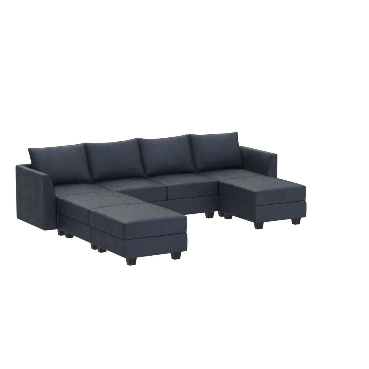 Modular Sectional Sofa Velvet U Shaped Couch with Ottomans Convertible Sectional
