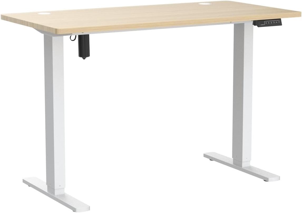 SMUG Height Adjustable Electric Standing Desk, 48 x 24 Inches Sit Stand up Desk Home Office Computer Desk, Ergonomic Desk with Memory Controller Standing Table Natural
