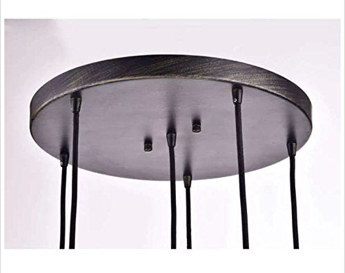 Jojospring Mariana Antique Black Cognac Glass 6-Light Cluster Pendant Chandelier with Round Base