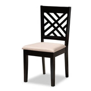 Caron Modern and Contemporary Sand Fabric Upholstered Espresso Brown Finished Wood
