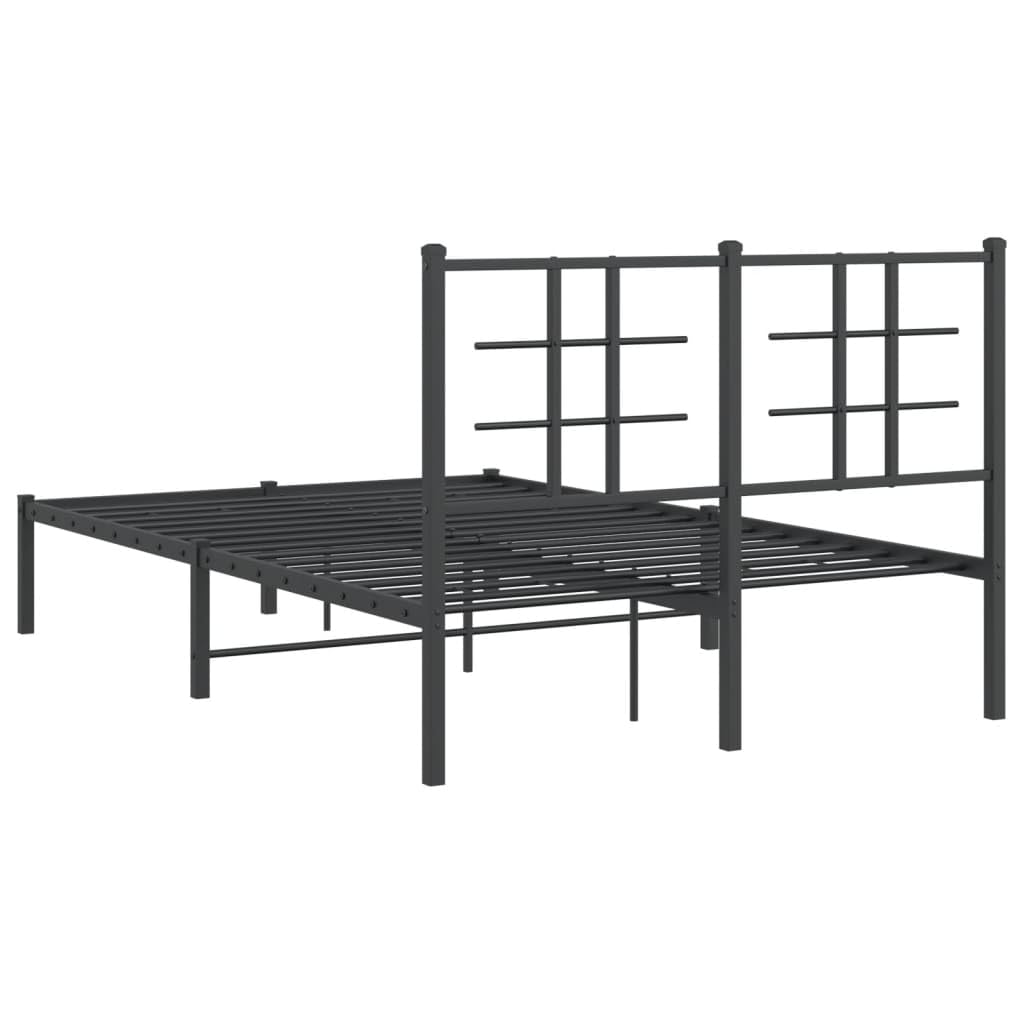 Metal Bed Frame with Headboard, Double Bed Bedroom Furniture