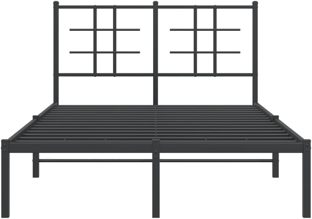 Metal Bed Frame with Headboard, Double Bed Bedroom Furniture