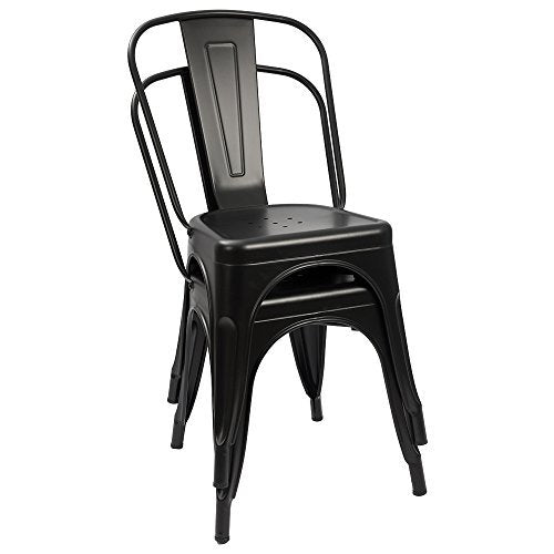 Metal Dining Chair Indoor-Outdoor Use Stackable Classic Trattoria Chair Chic Dining