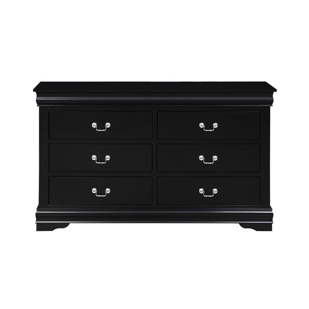 Louis Philippe 6 Drawers Dresser in Black