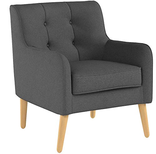 Felicity Mid-Century Fabric Arm Chair, Charcoal 29.5D x 25W x 30.5H Inch