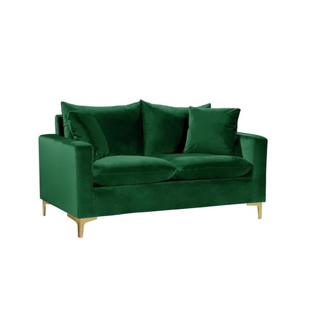 Naomi Collection Modern | Contemporary Green Velvet Upholstered Loveseat