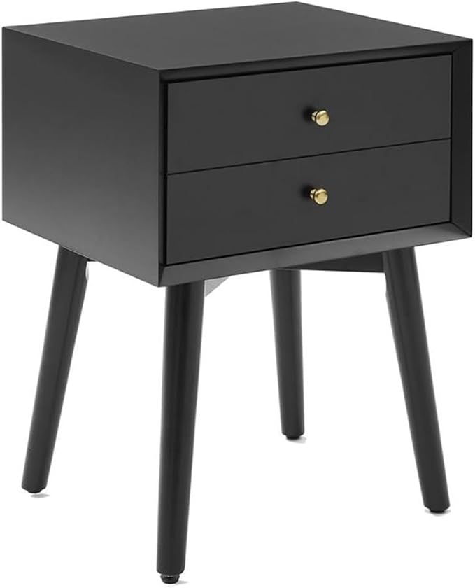 Contemporary MDF Wood Night Stand in Matte Black