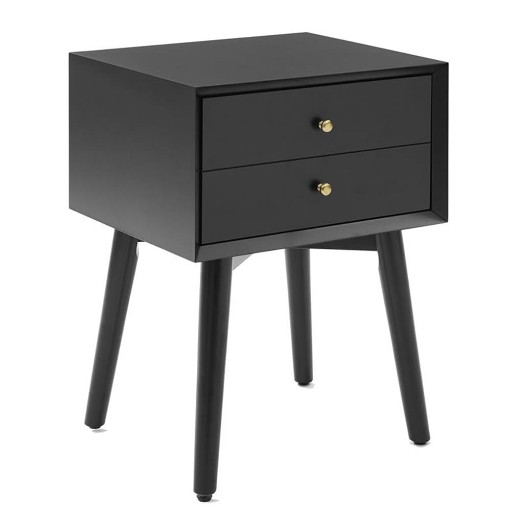 Contemporary MDF Wood Night Stand in Matte Black
