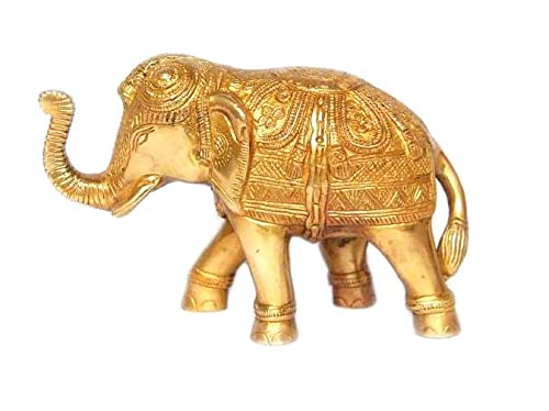 Elephant Trunk Up Brass Statue Table Home Office Décor Decoration Idol Figurine