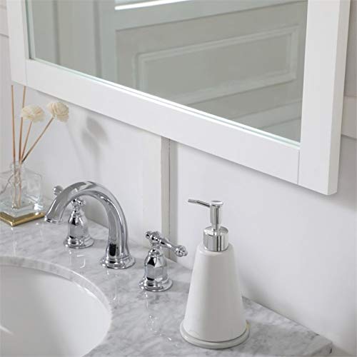 Wood Frame Bathroom Mirror in White Finish