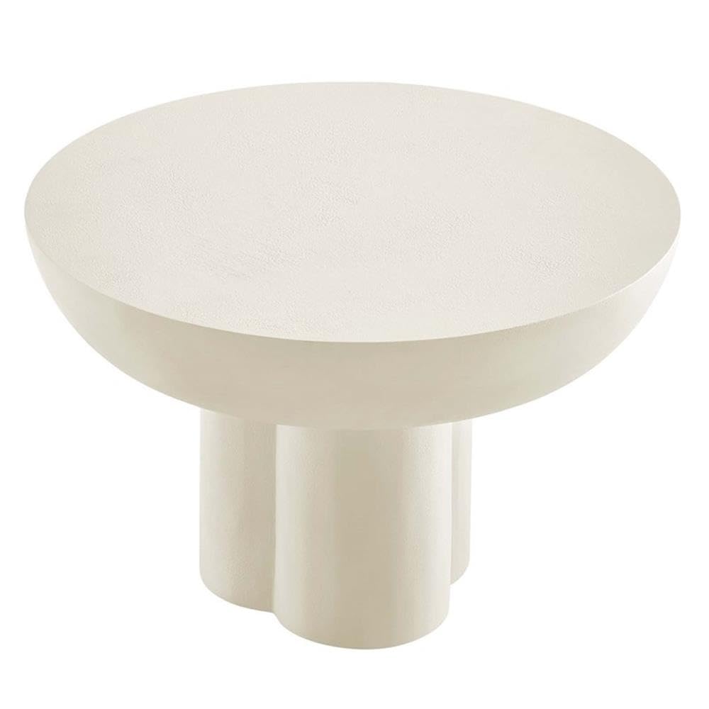 6760-WHI Caspian Round Concrete Coffee Table, White