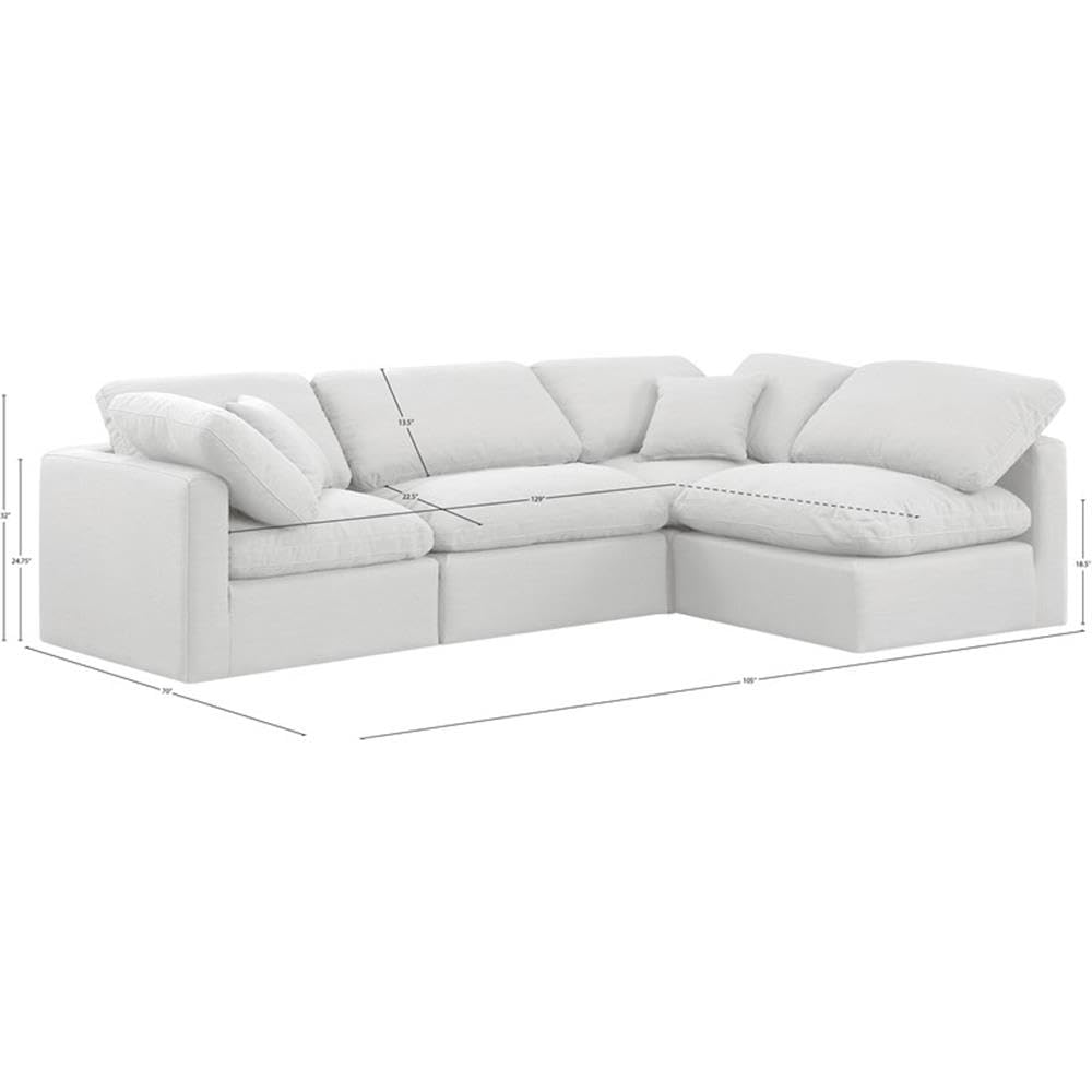 141White-Sec4B Indulge Collection Modern | Contemporary Modular Sectional with Rich
