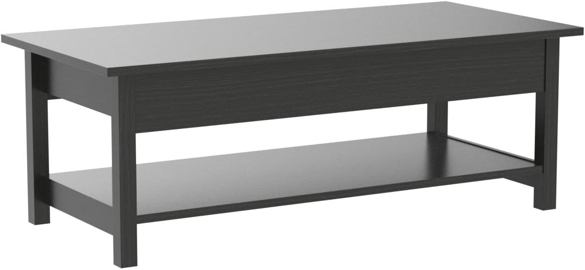 Lift Top Coffee Table with Hidden Compartment & Open Storage Shelf