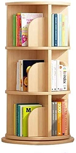 Shelves Bookshelf Organizer 360° Rotating Wood Color, 2/3/4/5/6 Tier Round Bookcase