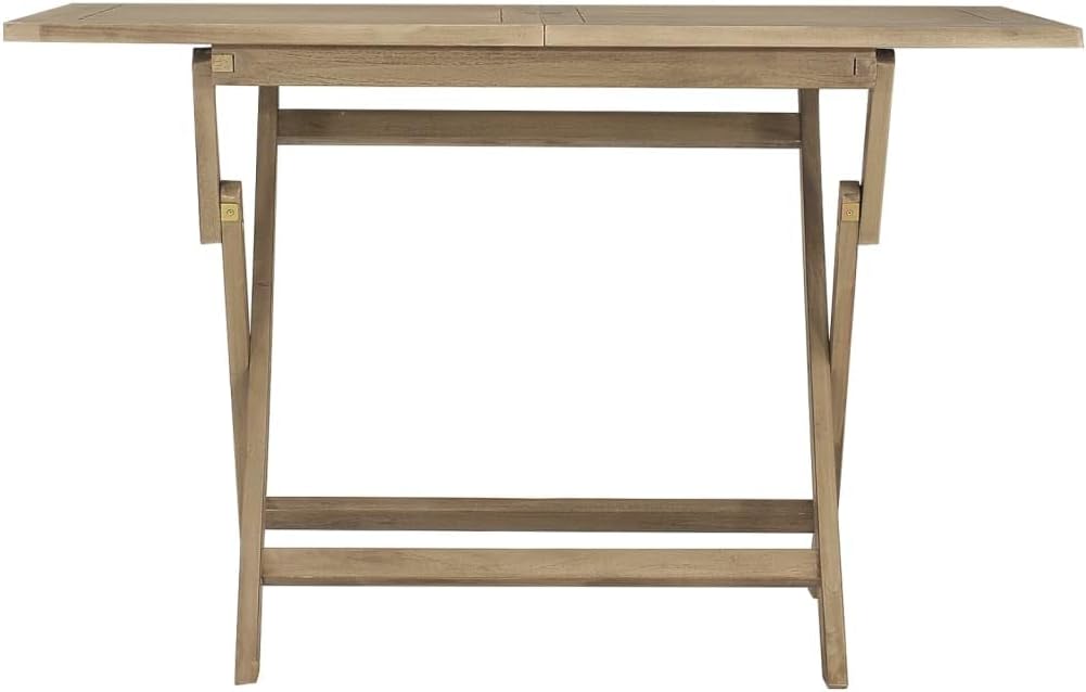 Folding Teak Patio Table - 47.2" Outdoor Dining Table with Natural Wood Finish