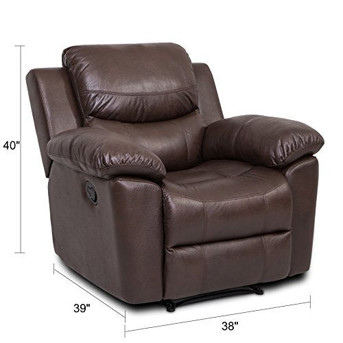 Pieces Bonded Leather Recliner Furniture Sofa Set, Reclining Chair and Reclining Loveseat