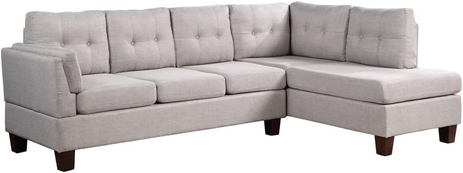 Linen Modern Sectional Sofa with Right Facing Chaise