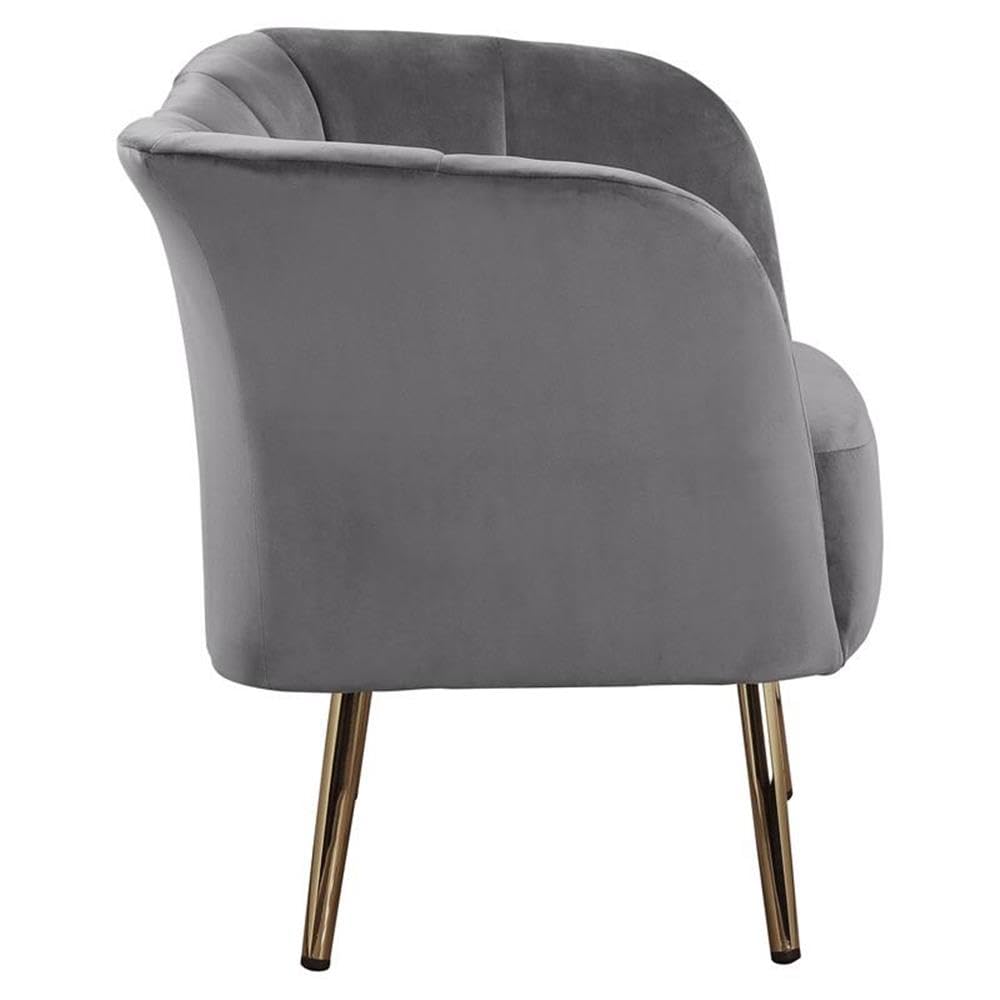 Tufted Upholstery Accent Chair in Gray and Gold