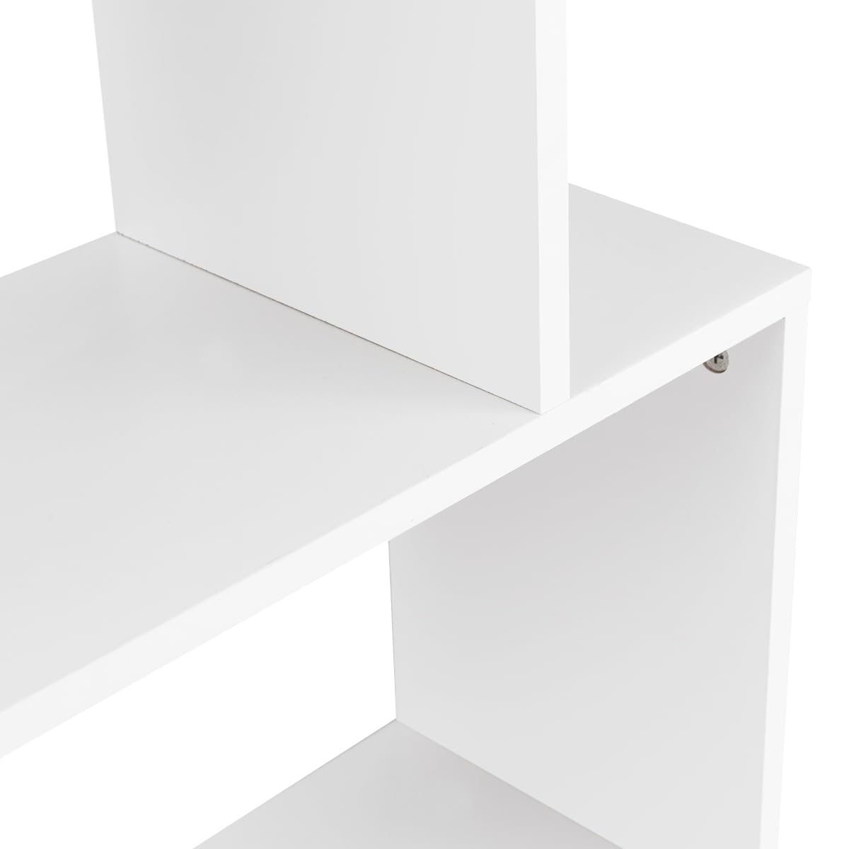 Tangkula 6-Tier Geometric Bookcase, Modern S-Shaped Storage Display Bookshelf for Living Room, Anti-Toppling Device, Home Office Wooden 6 Shelf Open Bookcase (1, White)