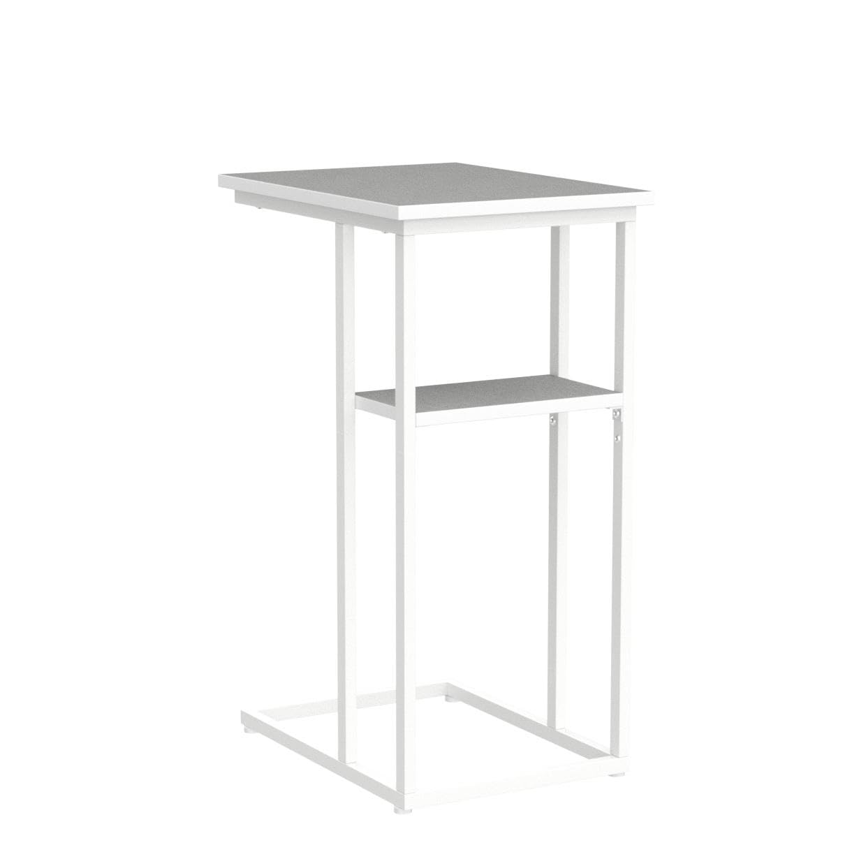 C Shaped End Table, Side Table with Metal Frame, TV Tray Table for Couch