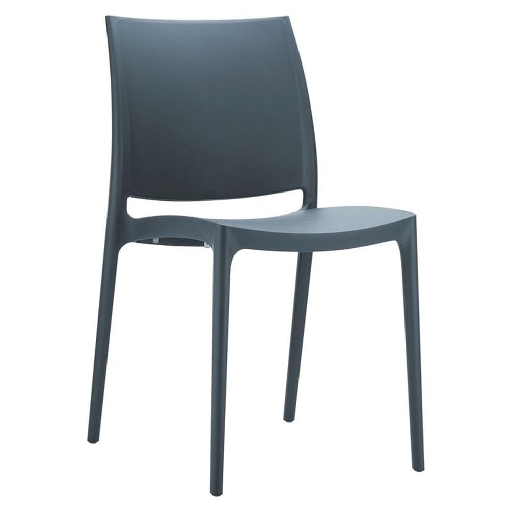 Maya Patio Dining Chair in Dark Gray (Set of 2)