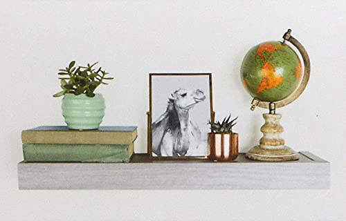 515621 Modern 24" Floating Shelf Holds up to 20lbs, Easy Tool-Free Dry Wall Installation, Flat, Retail Pack of 2, Gray
