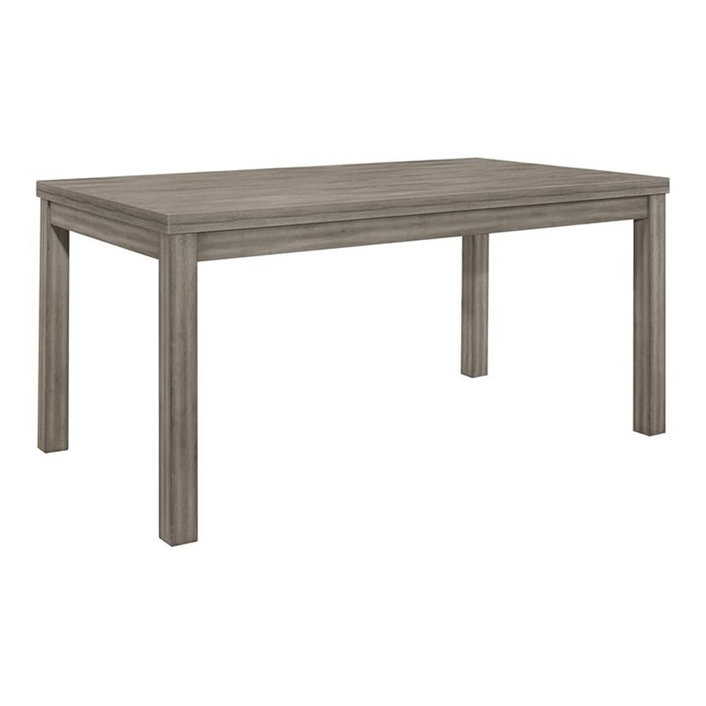 Carell Furniture 64" Transitional Wood Dining Room Table in Weathered Gray
