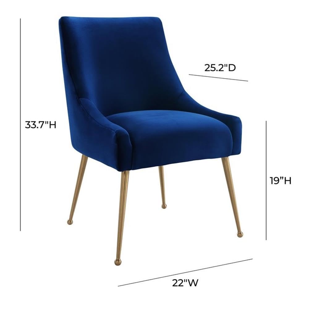 The Beatrix Collection Modern Style Living Room Velvet Upholstered Side Chair, Navy