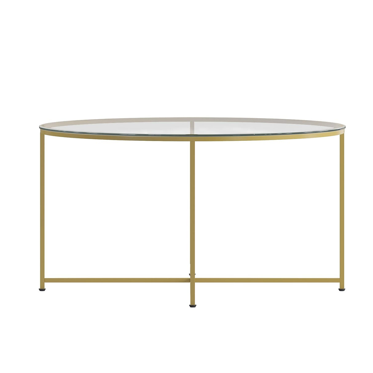 Flash Furniture Greenwich Collection Coffee Table - Modern Clear Glass Coffee Table - Crisscross Brushed Gold Frame