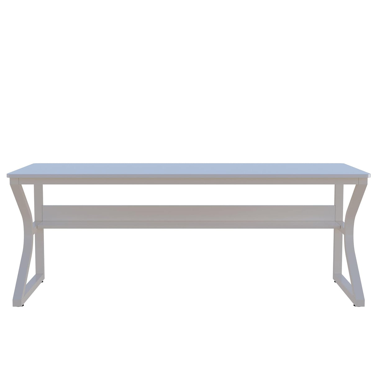 Extra Long Desk with Bookshelf - 71" Double Long Writing Table for 2-Person Workstation