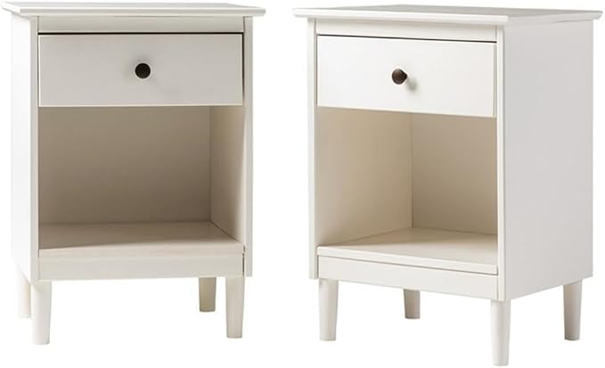 Russ Mid Century Modern 1-Drawer Solid Wood Nightstand Set, Caramel