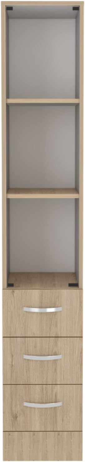 Magna Linen Cabinet with Three Shelves, Four Drawers, and Metal Handles