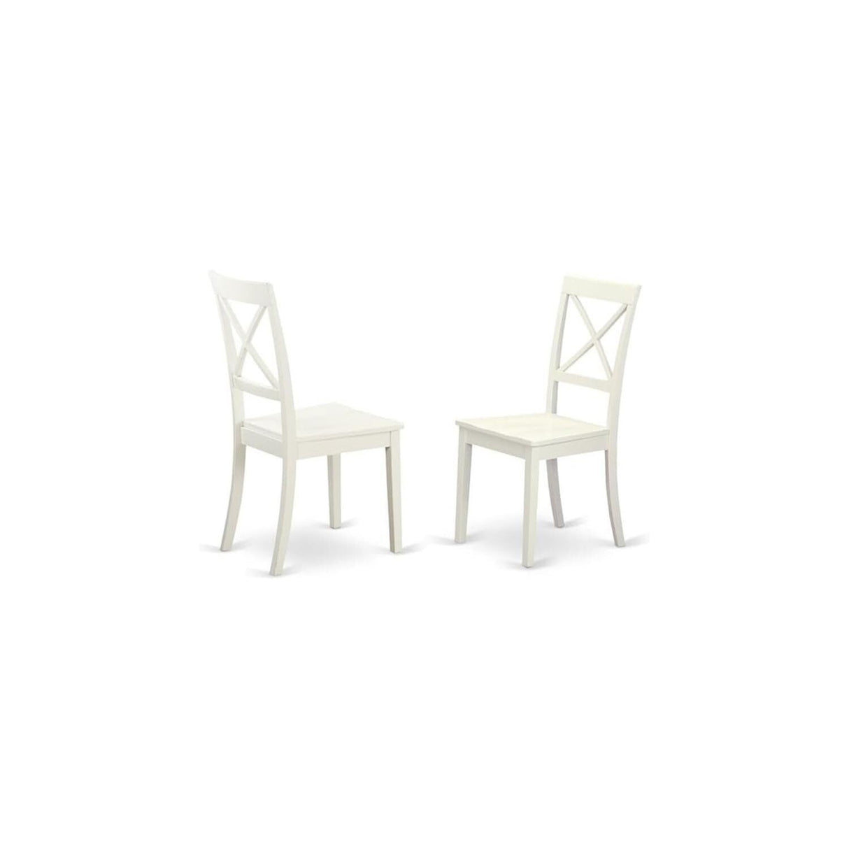 Dining Set with a Kitchen Table and 6 Wood Seat Kitchen Chairs in Linen White, Modern