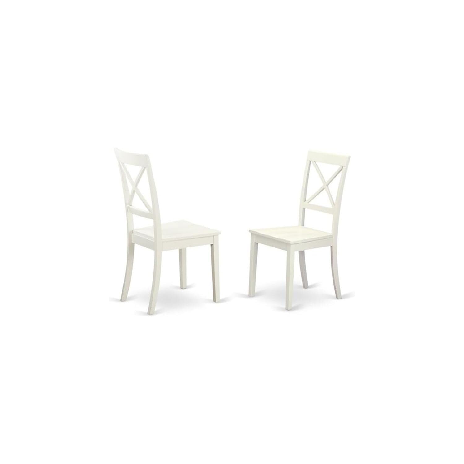 Dining Set with a Kitchen Table and 6 Wood Seat Kitchen Chairs in Linen White, Modern