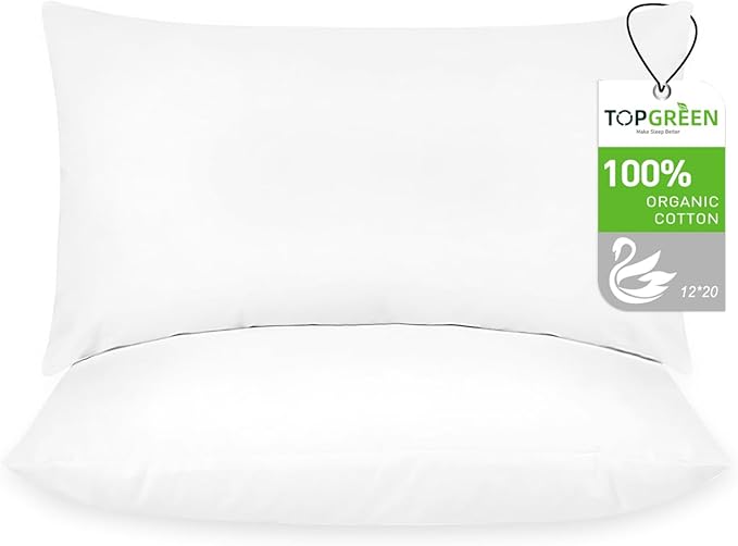 Feathers Down Throw Pillow Inserts 24x24, Set of 2, 100% Organic Cotton Shell