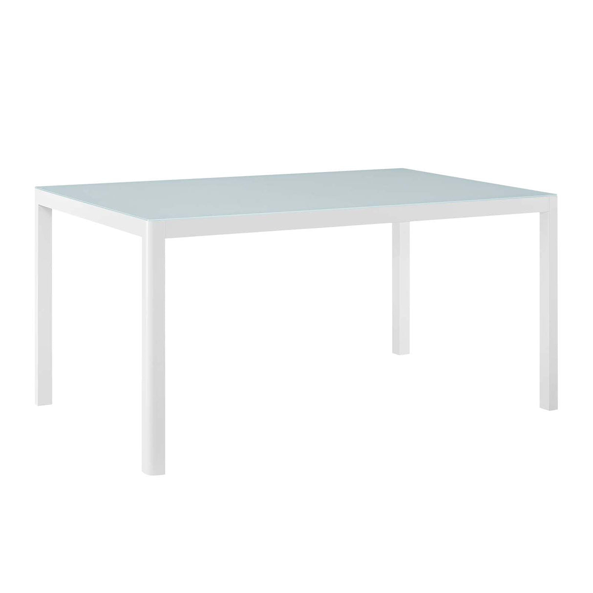 Raleigh Outdoor Dining Table - White Aluminum Frame with Slatted Top, 59" x 35.5"