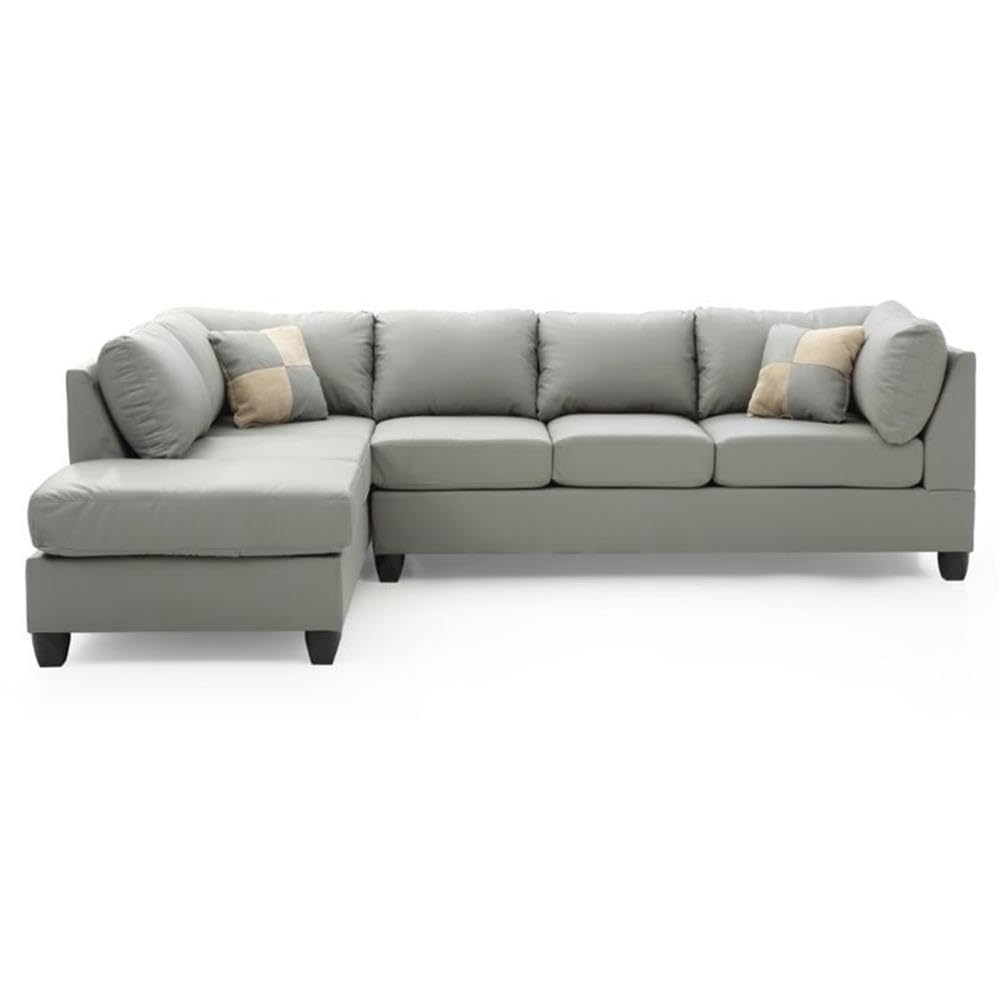 Malone Faux Leather Sectional in Gray