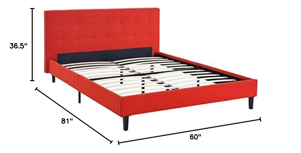Hawthorne Collections Modern Fabric Upholstered Full Platform Bed in Atomic Red