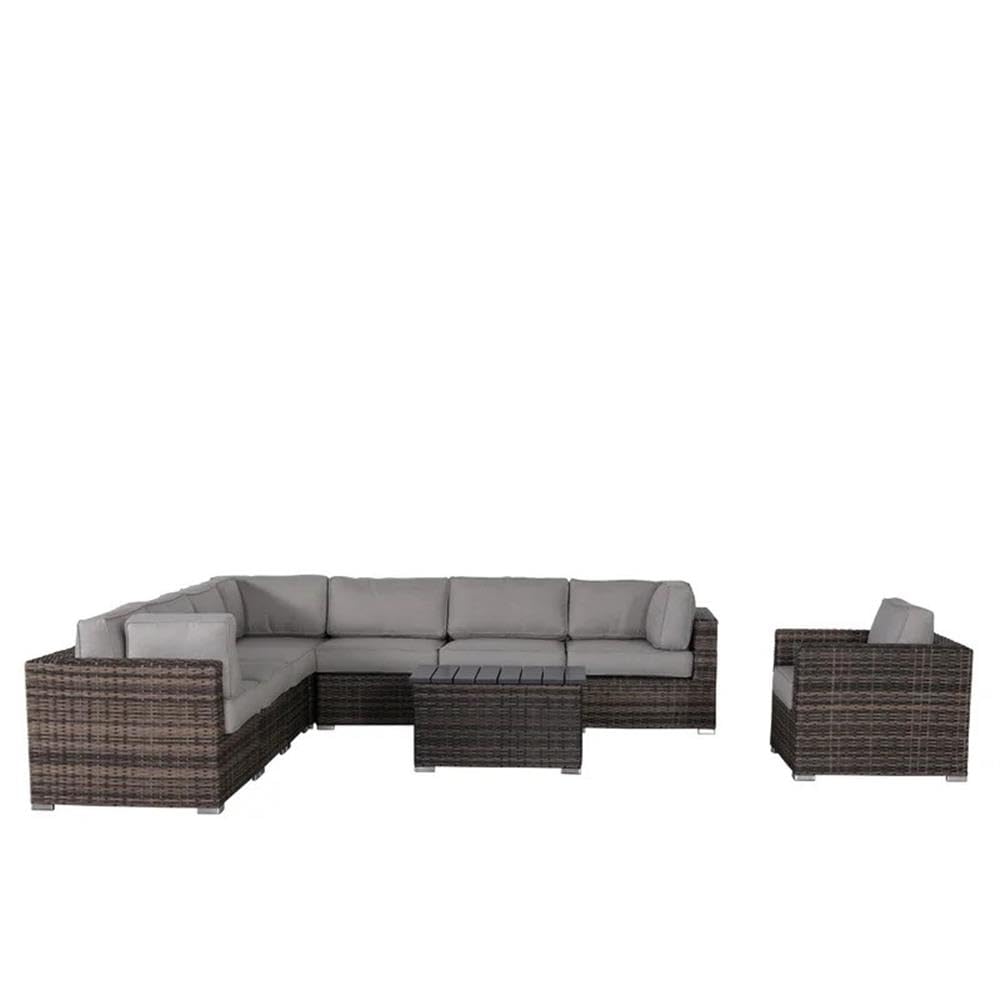 9-Piece Wicker/Rattan Sectional Set in Espresso