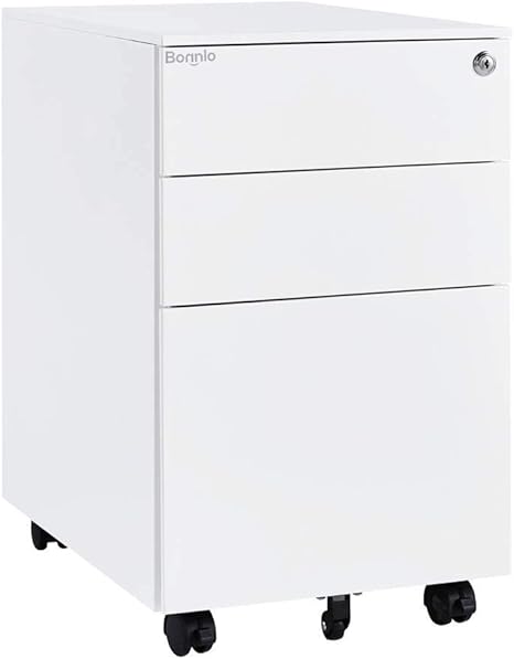Black 3 Drawer File Cabinet with Lock, Rolling File Cabinet for Home Office