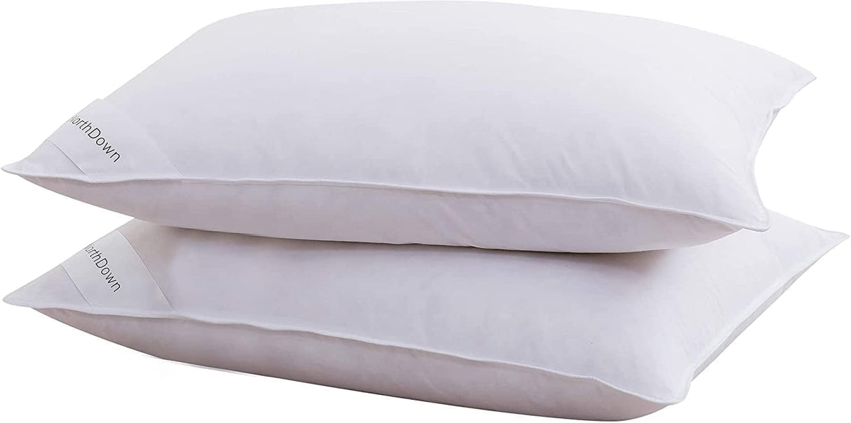 Grey Goose Down Feather Pillows for Sleeping,100% Cotton Fabric for Side and Back