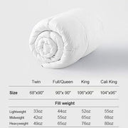 DWR Premium Feather Down Comforter Duvet Insert 90x90-100% Skin-Friendly Cotton Cover, Medium Weight Quilted for All Season Bedding (Full/Queen, Ivory White)