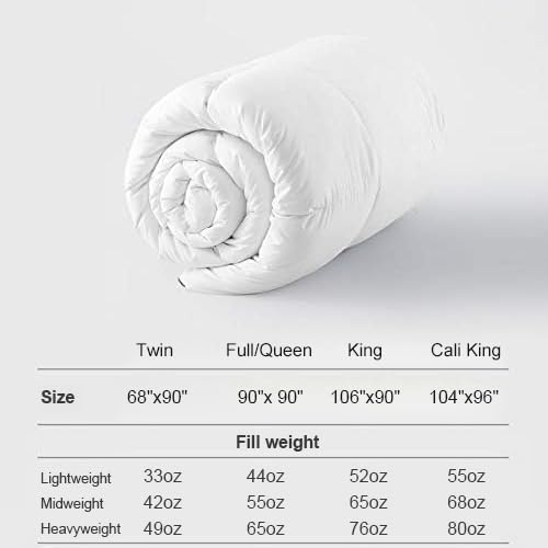DWR Premium Feather Down Comforter Duvet Insert 90x90-100% Skin-Friendly Cotton Cover, Medium Weight Quilted for All Season Bedding (Full/Queen, Ivory White)